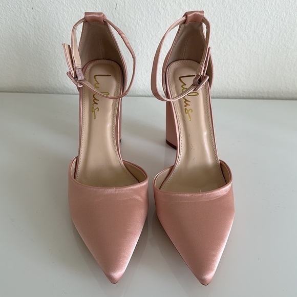 Lulus Syngo Rose Gold Satin Pointed-Toe Ankle Strap Pumps - Picture 5 of 8